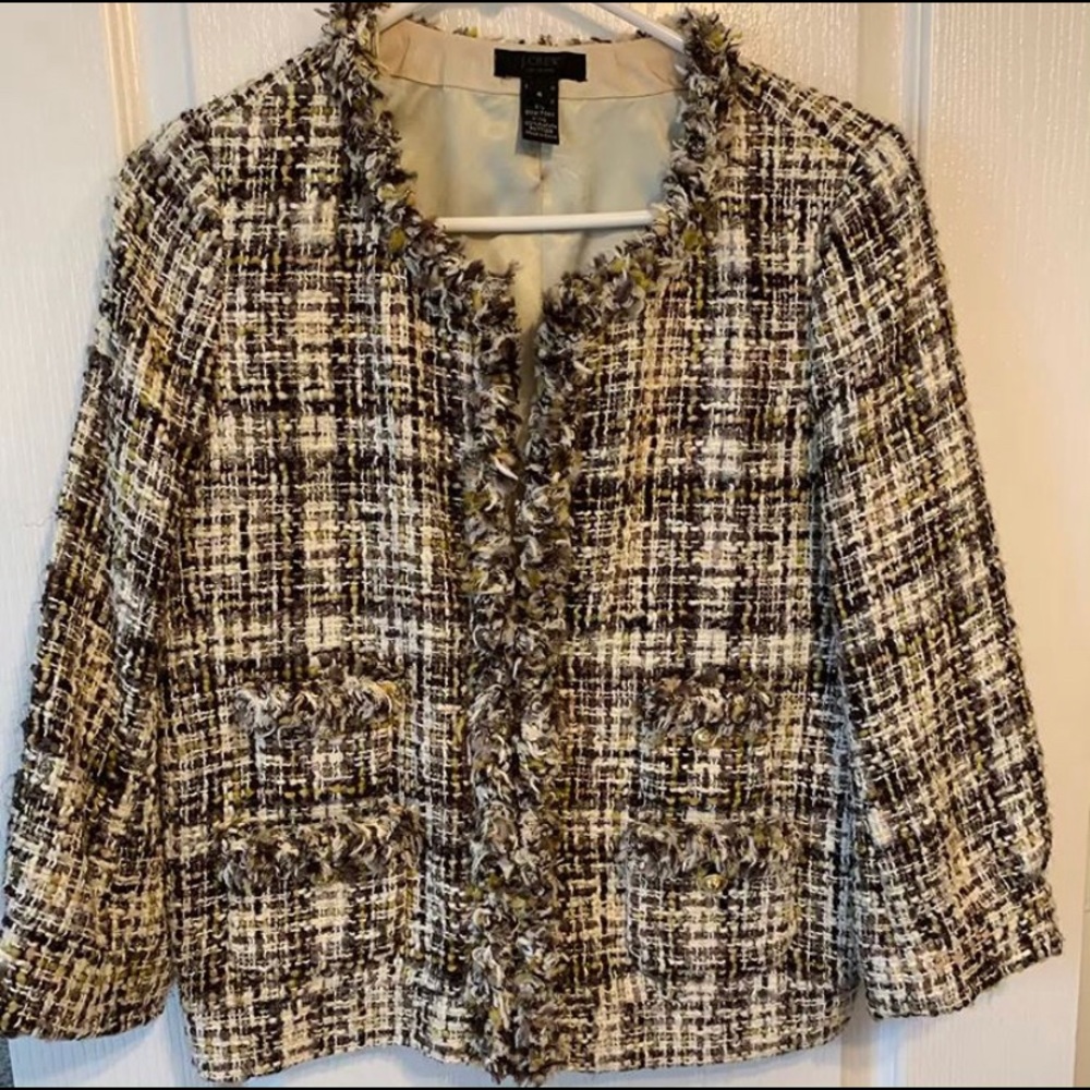 J.Crew Collection gold tweed lady jacket.